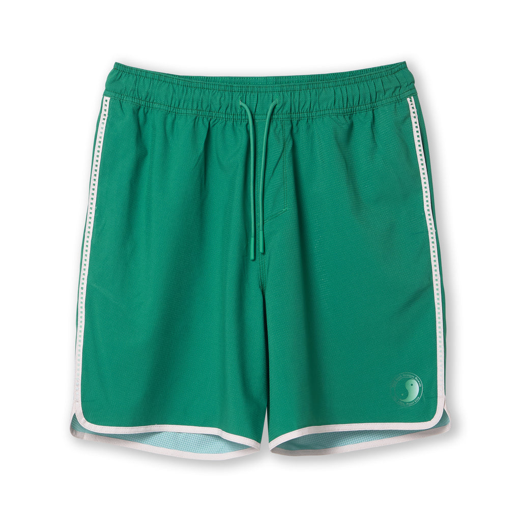 Bermudas de praia T&C Surf Designs com detalhe elástico em forma de concha, 48 cm (19") - Verde