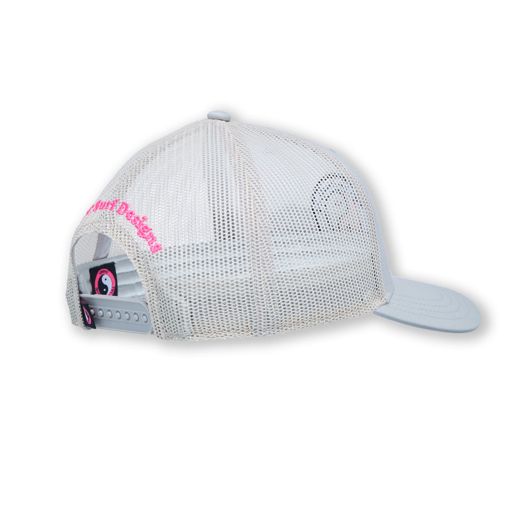 YY Plain Casquette Trucker-Grey / Pink Logo