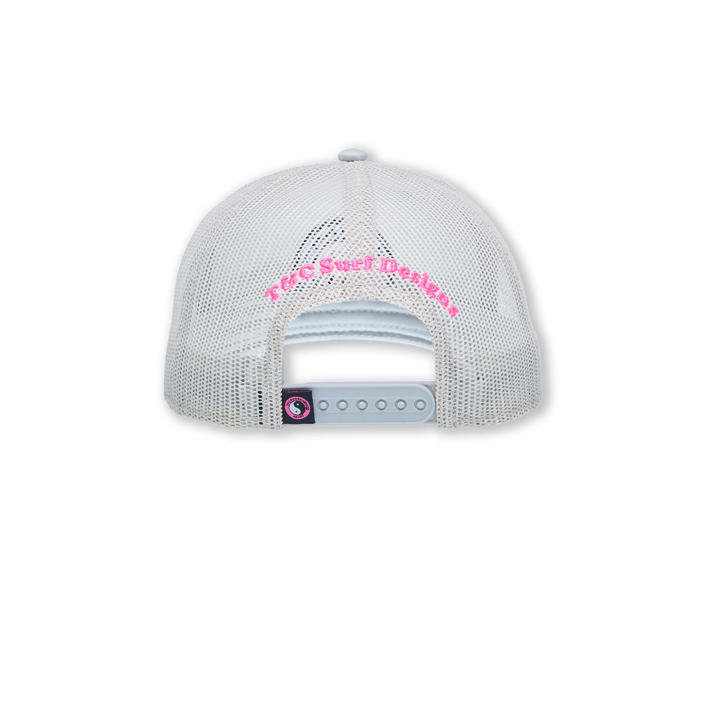 YY Plain Casquette Trucker-Grey / Pink Logo