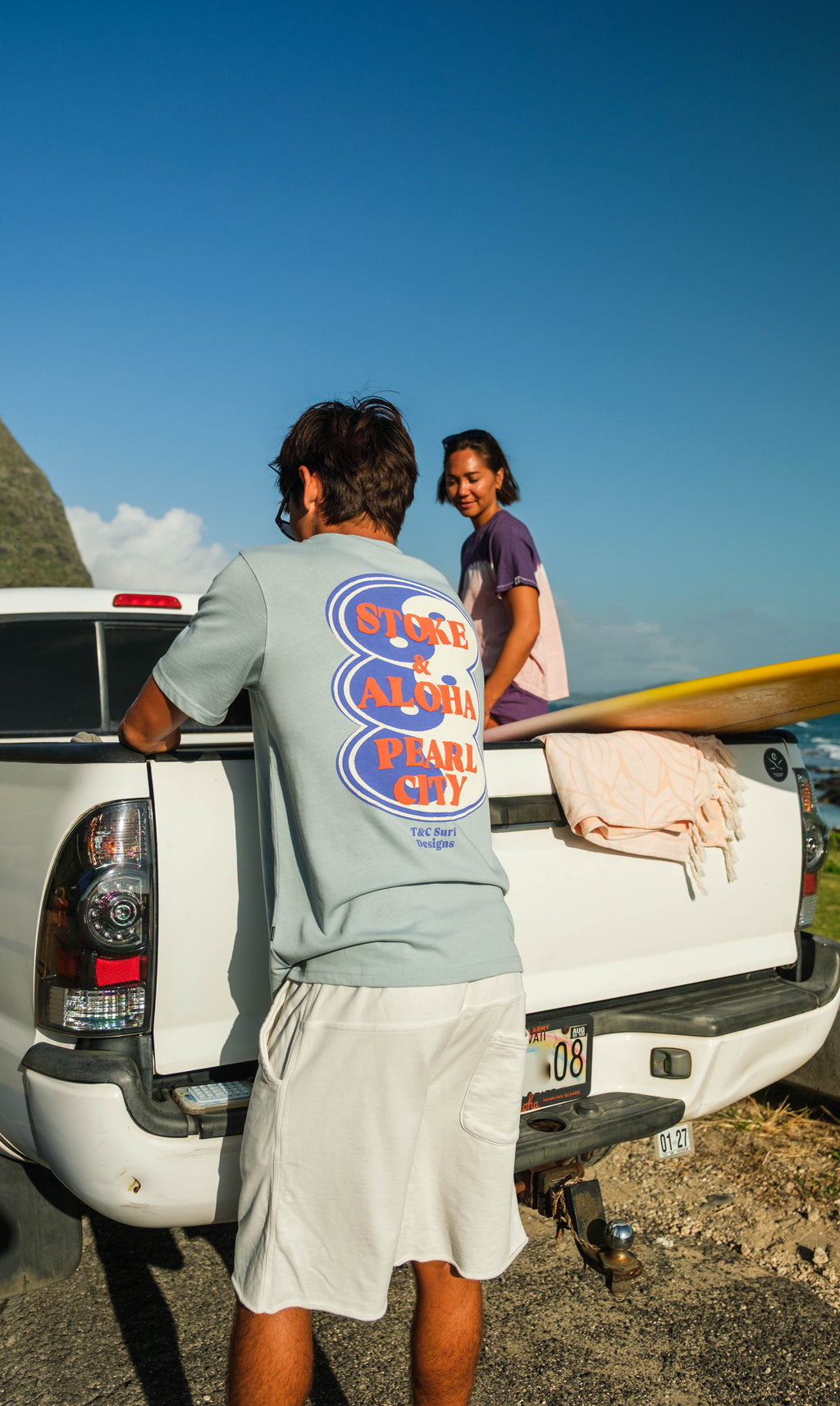T&C Surf Designs T-shirt de manga curta com logótipo oval na frente - Azul usado