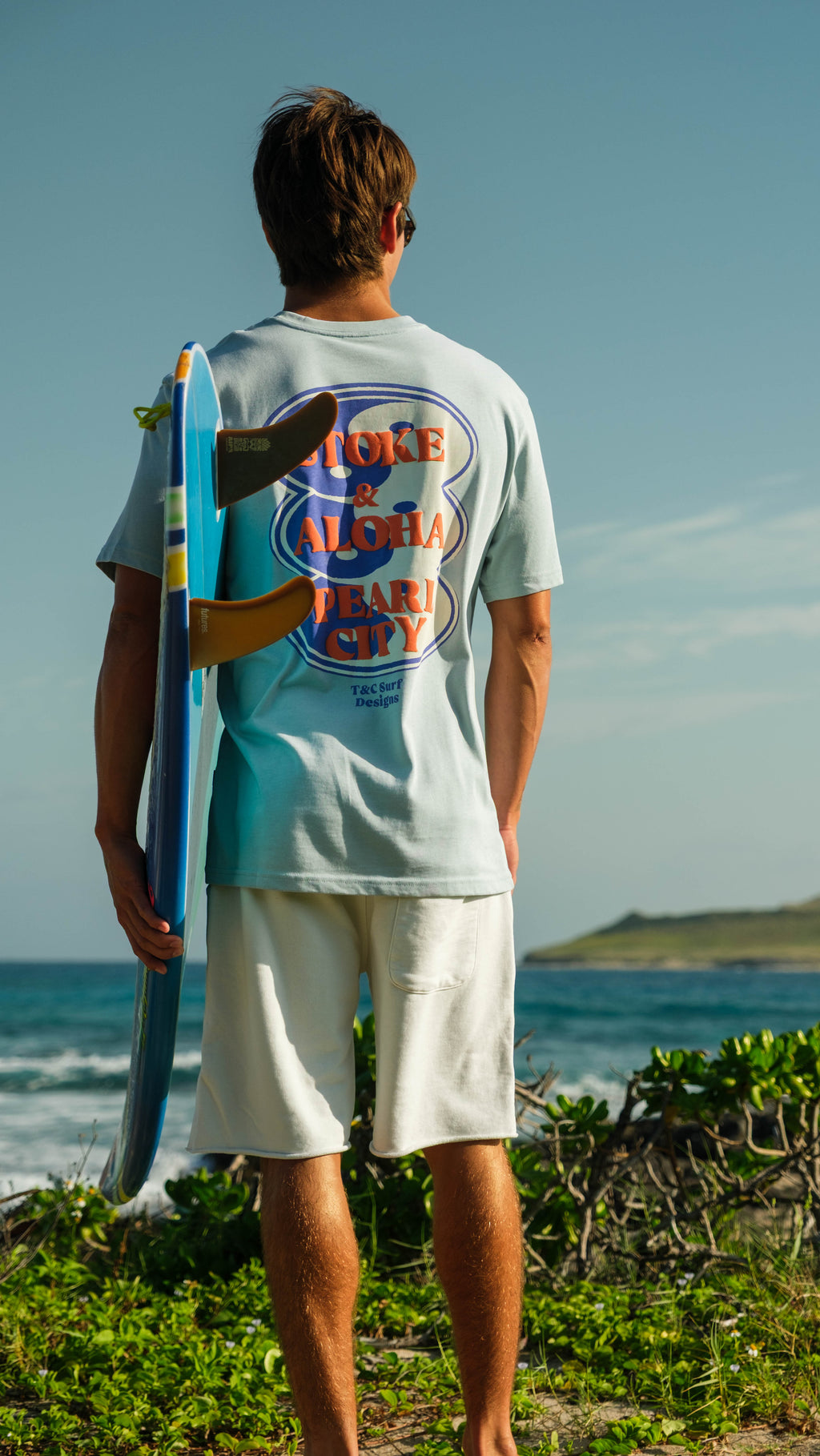 T&C Surf Designs T-shirt de manga curta com logótipo oval na frente - Azul usado