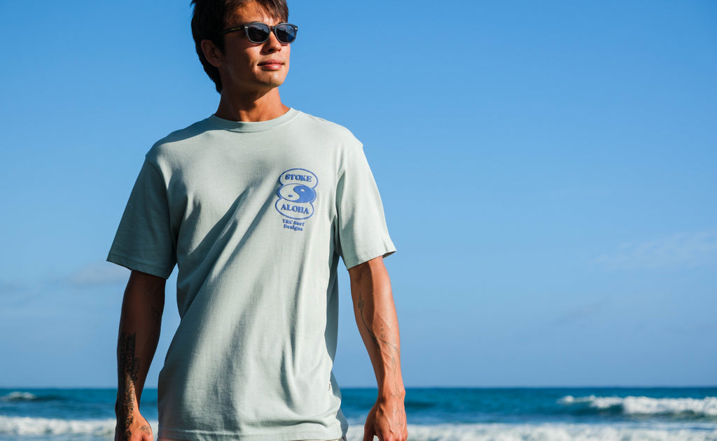 T&C Surf Designs T-shirt de manga curta com logótipo oval na frente - Azul usado