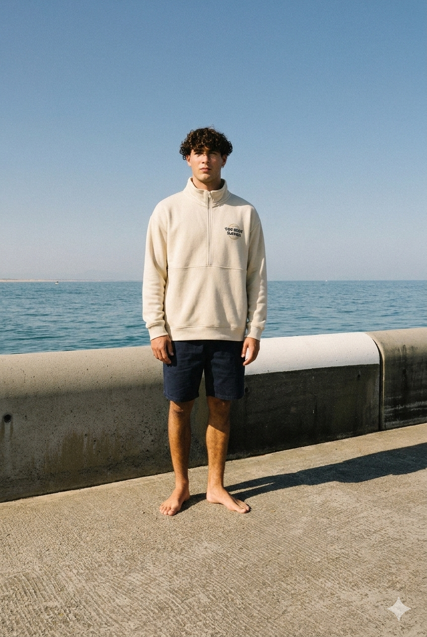 TCSH Quarter Zip Sweat-Greige