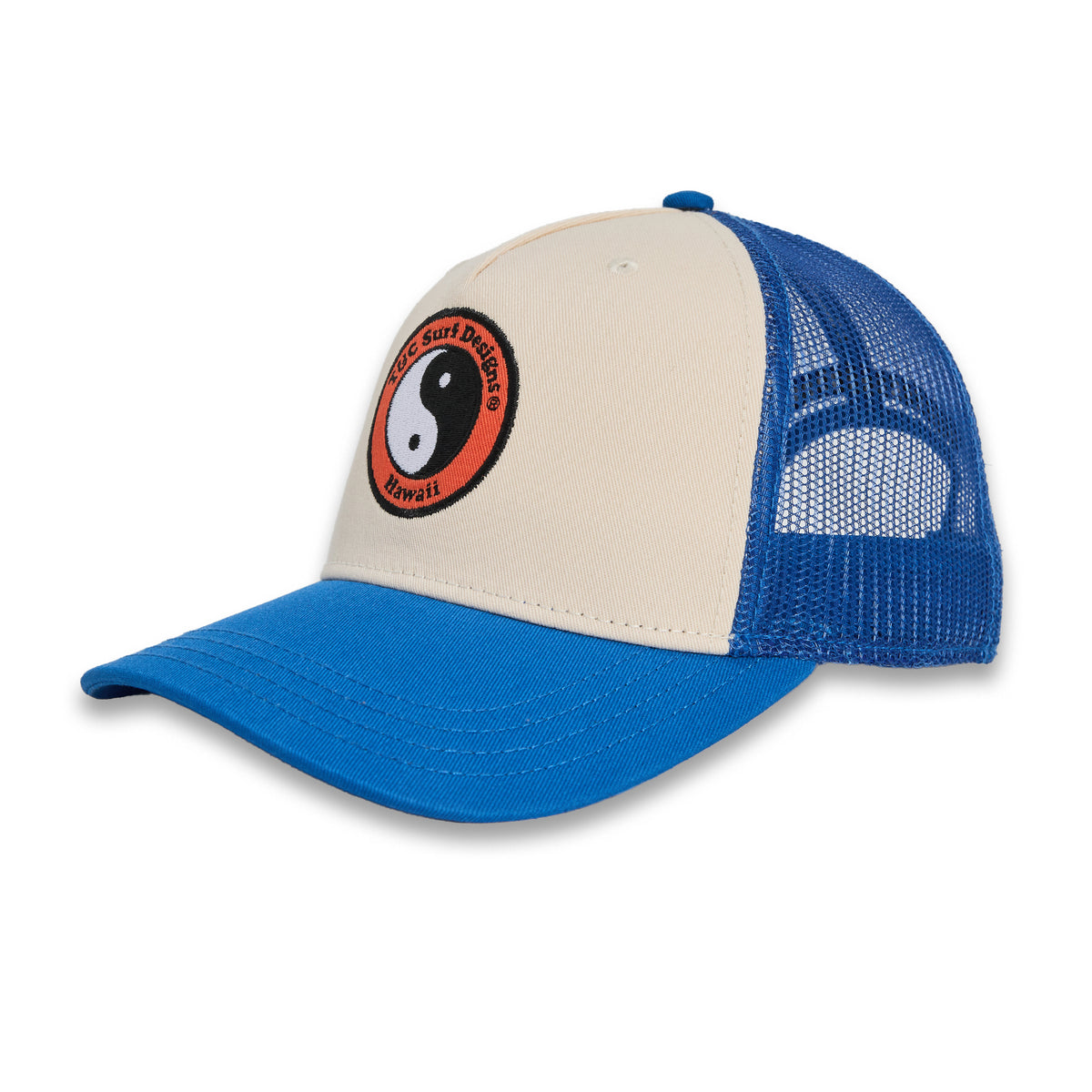 T&C Surf Designs YY Multico Trucker Cap - Bright Blue Natural Used Red Logo