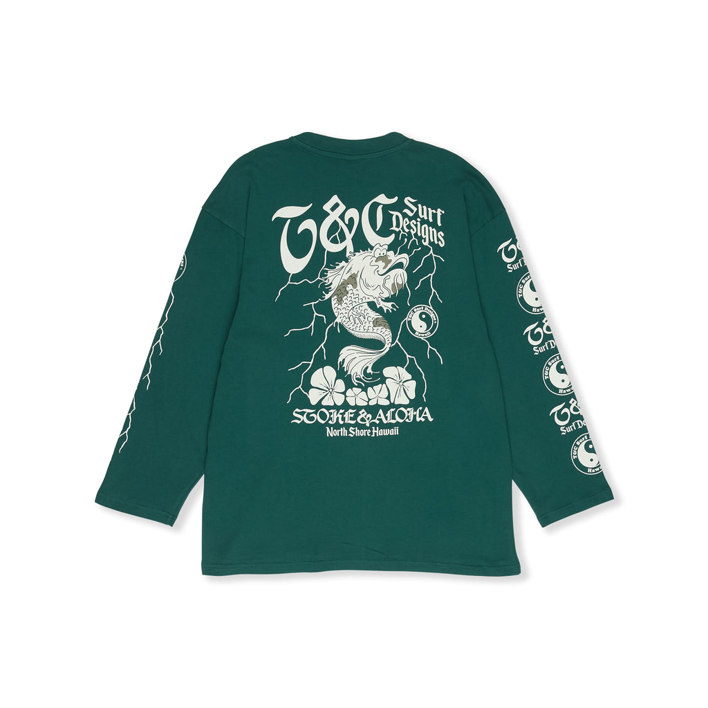 Koï Lightning T-shirt manches longues-Green Sea
