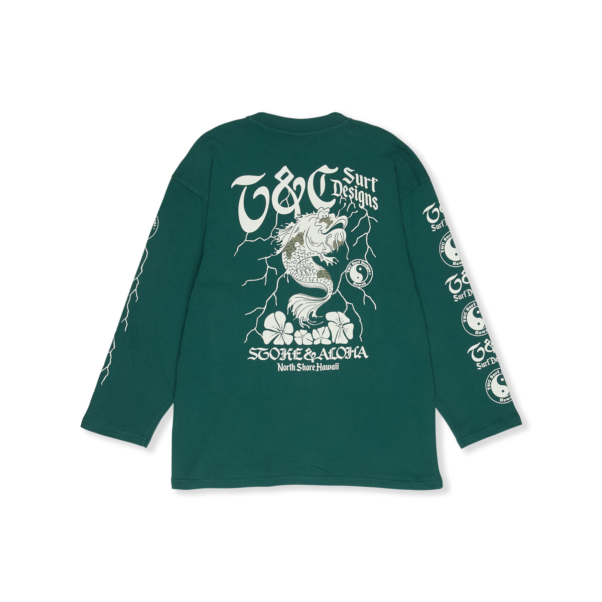 Koï Lightning T-shirt manches longues-Green Sea