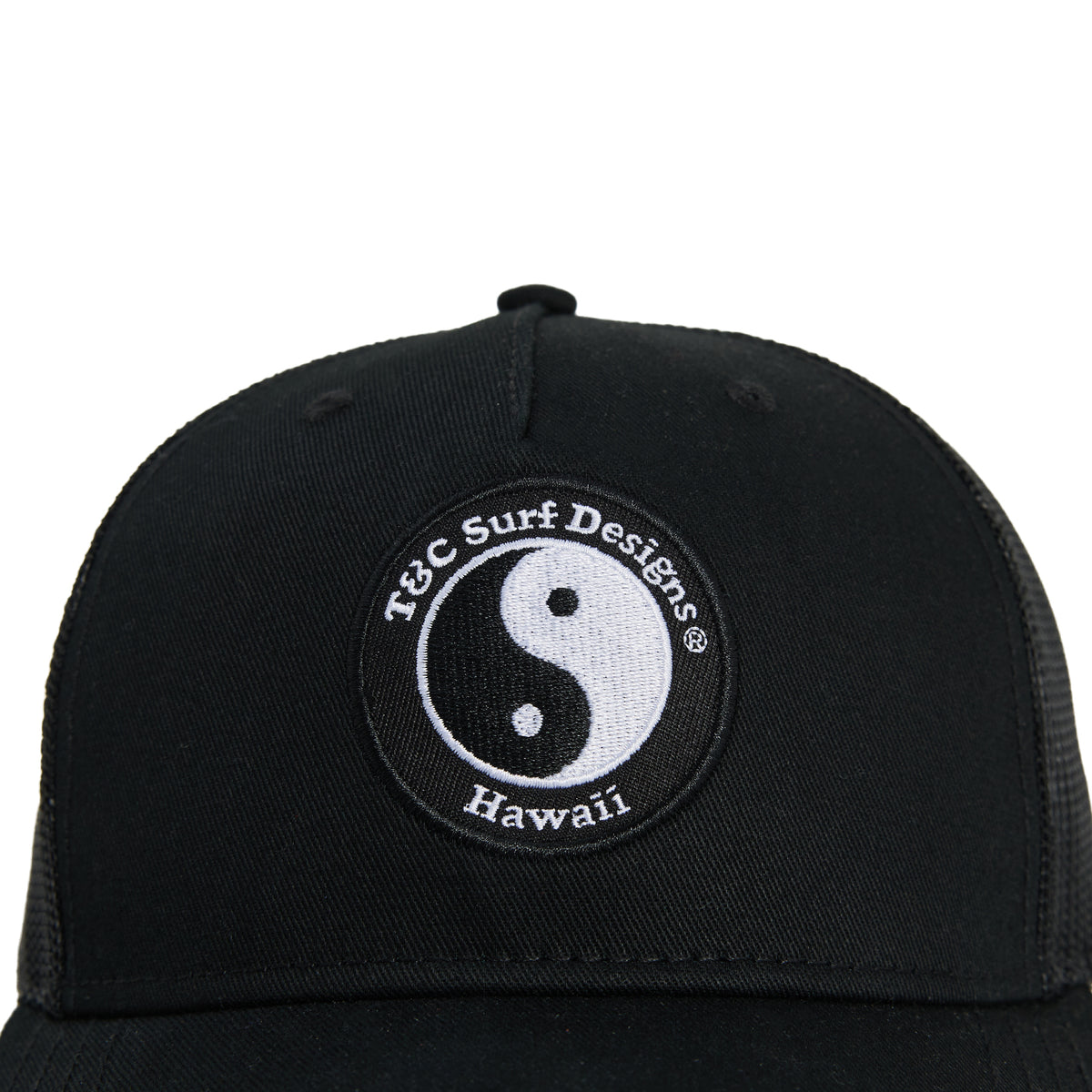 T&C Surf Designs YY Trucker Cap - Black Black White logo