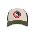 T&C Surf Designs YY Multico Trucker Cap - Military Green Dark Navy Natural Pink Logo